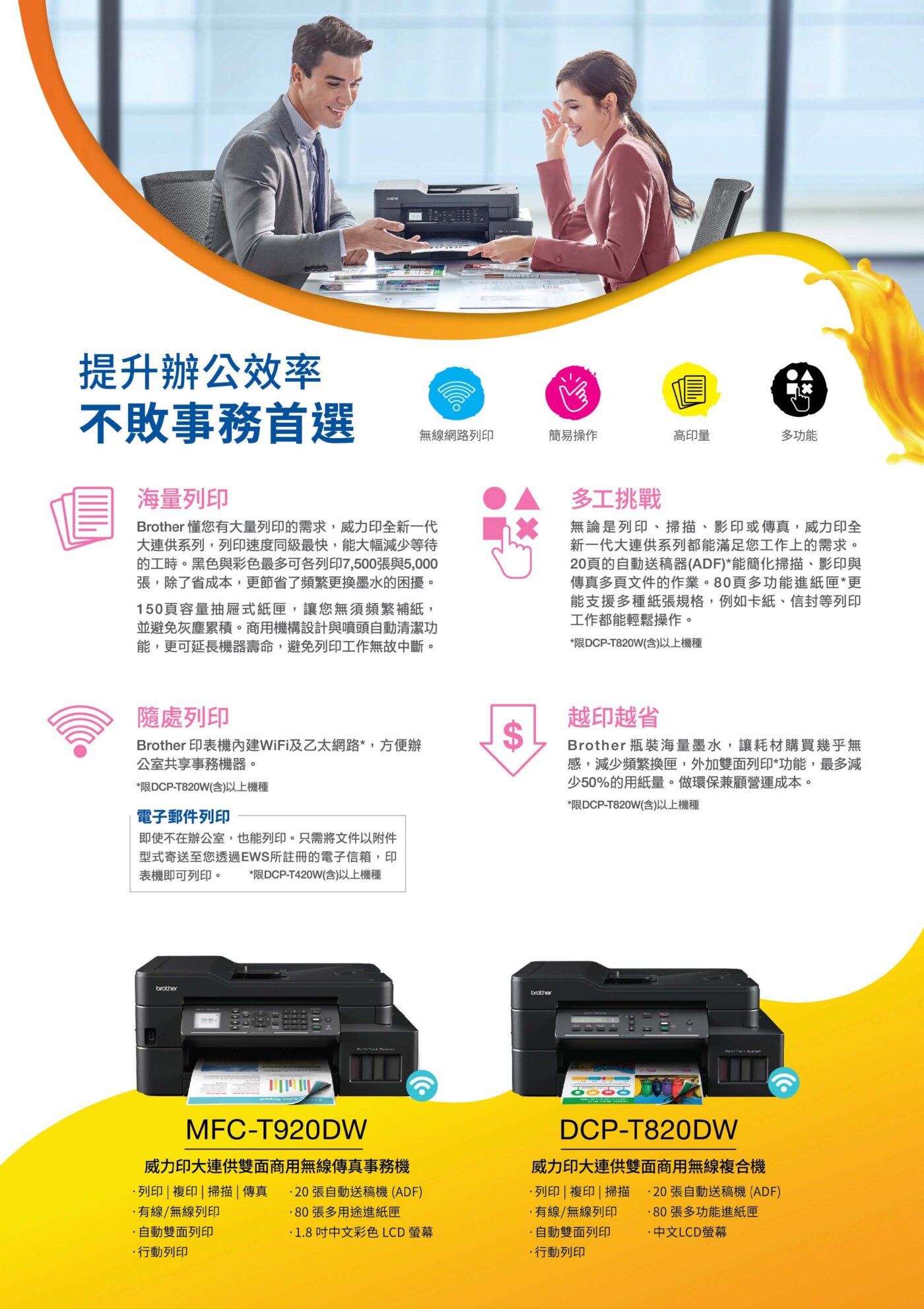 中壢翊昇 brother DCP-T820DW 多功能印表機 影印 列印 掃描 威利印大連供 三合一 複合機 特價 耐用 穩定 CP值 性價比 贈品