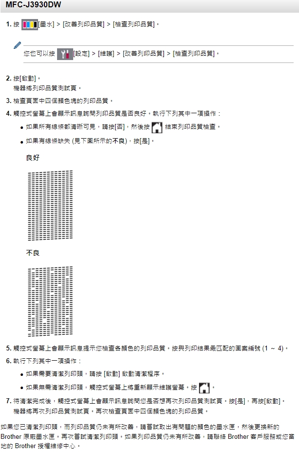 噴頭檢查表按法 J3930